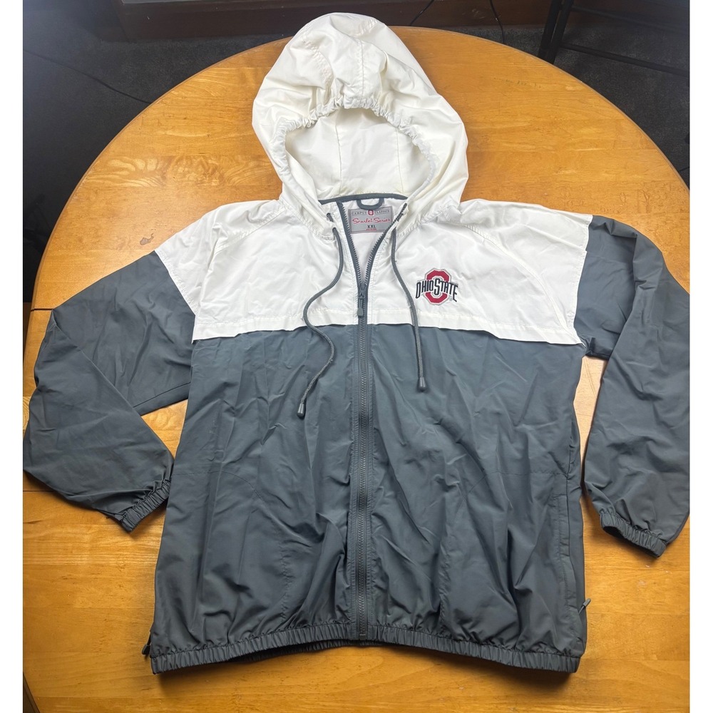 Campus Classics Ohio State Buckeyes Windbreaker Jacket Grey White XXL